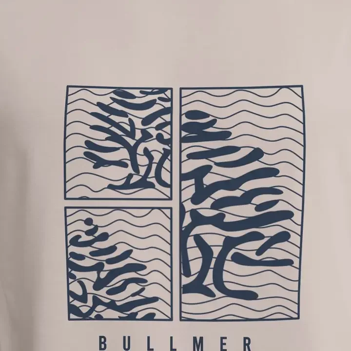 BULLMER Beige & Blue Graphic Printed Cotton T-shirt, Beige
