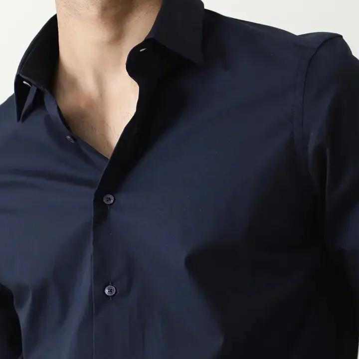 MISCHIEF MONKEY Classic Spread Collar Formal Shirt, Navy Blue