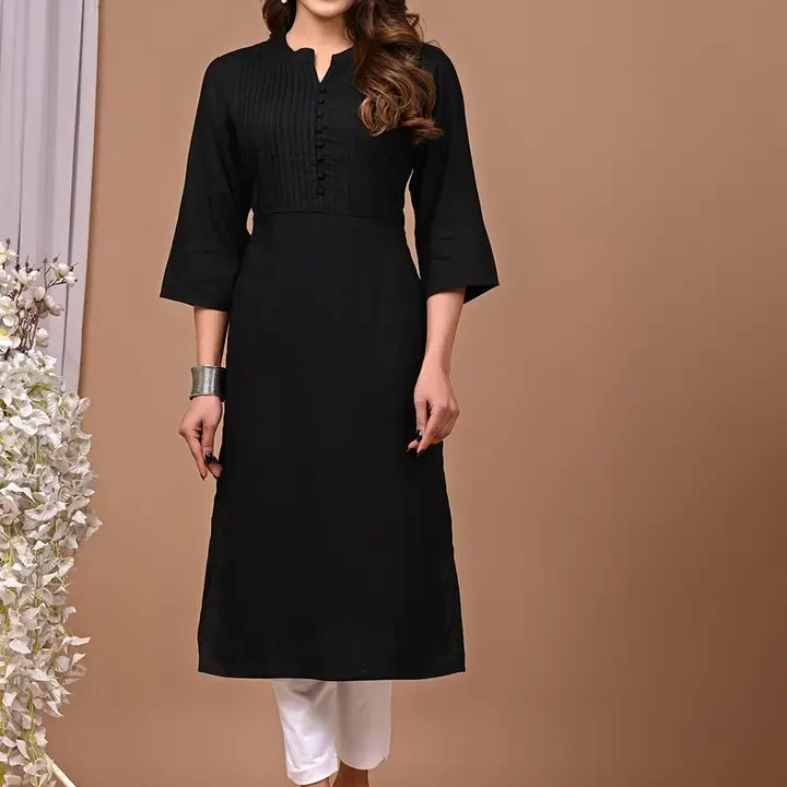 Rimeline Yoke Design Straight Kurta, Black