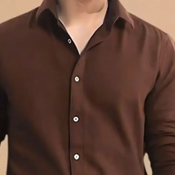 URBANICE Premium Slim Fit Spread Collar Cotton Formal Shirt, Brown