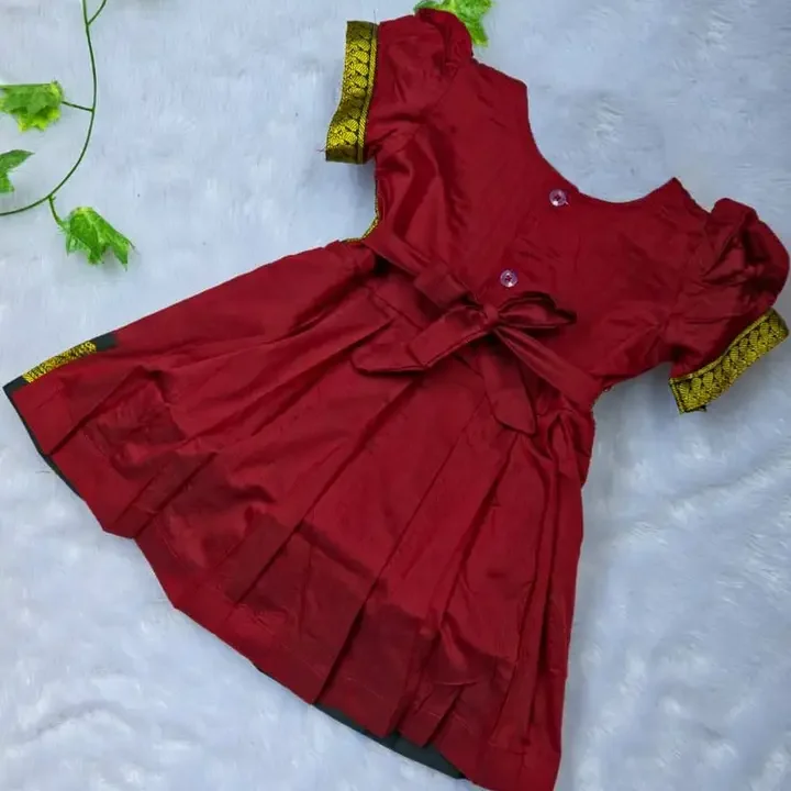 AMBA COLLECTION BOUTIQUE Traditional Ethnic Wear Kalyani Cotton Balloon Sleeves Frock, Maroon