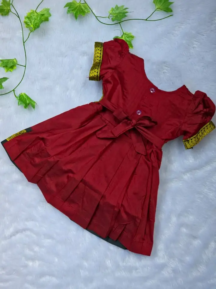 AMBA COLLECTION BOUTIQUE Traditional Ethnic Wear Kalyani Cotton Balloon Sleeves Frock, Maroon