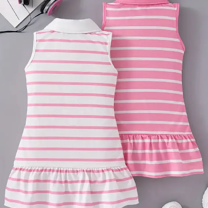 Knit Vey Striped GIRLS COTTON FROCK PACK OF 2, Pink