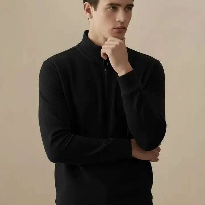 SZN Men High Neck T-shirt, Black