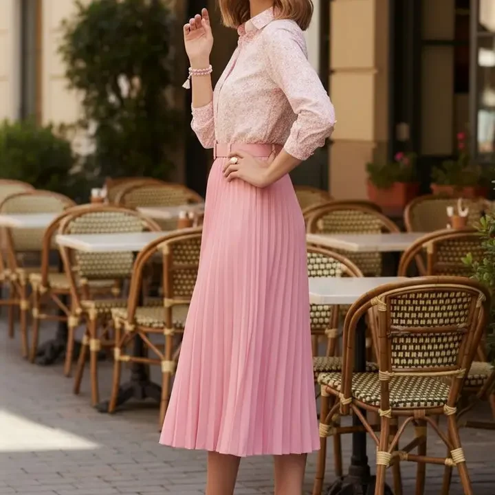 BLUE PIEGEON Floral Print Puff Sleeve Crepe Fit & Flare Midi Dress, Pink