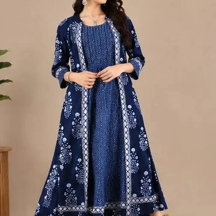 DSS FASHION Women Floral Printed Anarkali Kurta, Blue