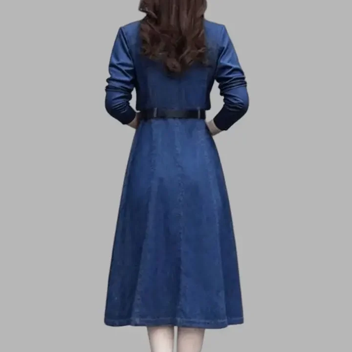 C.Cozami Denim A-Line Midi Dress, Blue