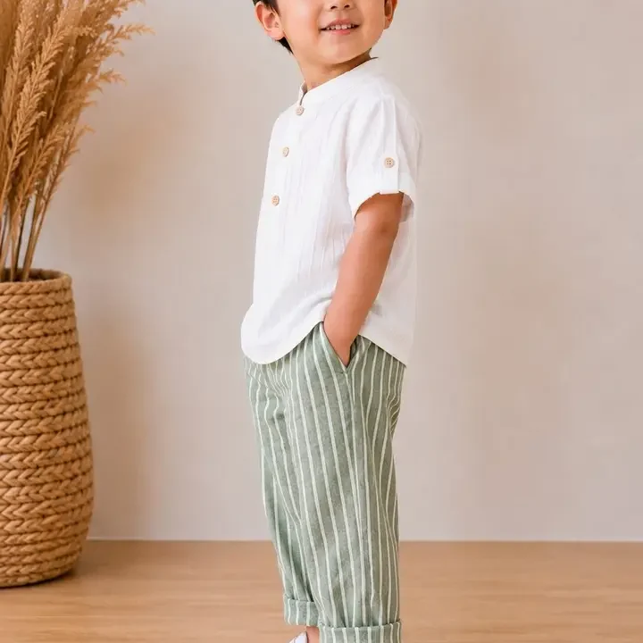 little heaven Self Design Shirt with Trousers, White (myntra-43105637)