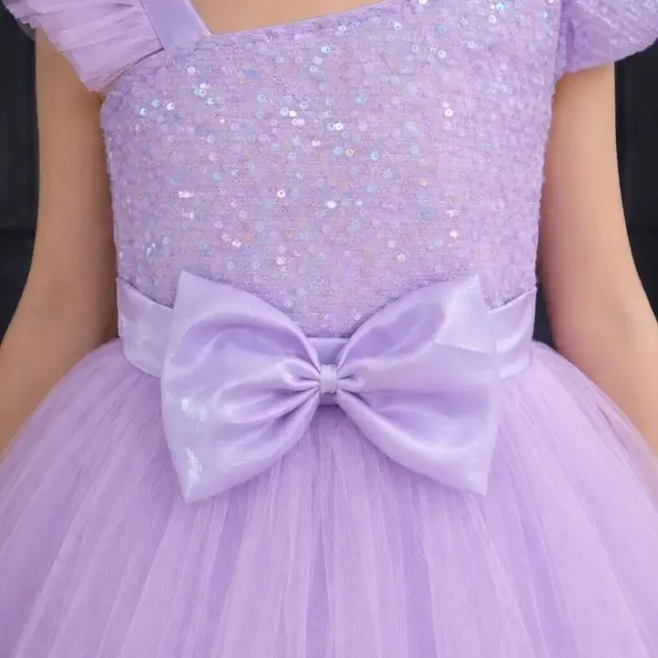 EX ETERNAL LEXIS Embellished Flutter Sleeve Ruffled Net Maxi Dress, Lavender