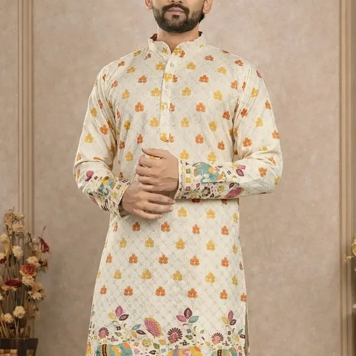 CELLUX Men Ethnic Motifs Embroidered Thread Work Kurta, Multi
