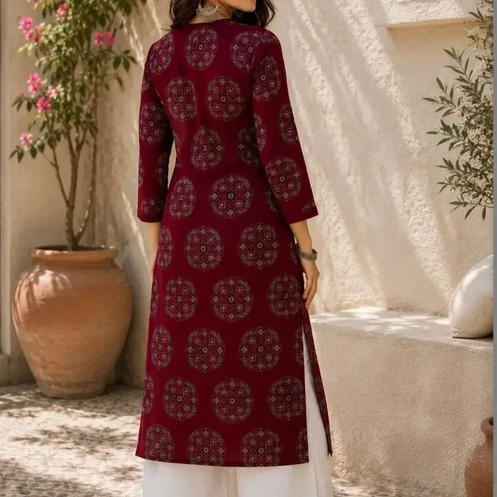 Hunaiza Women Ethnic Motifs Printed Indie Prints Kurta, Purple