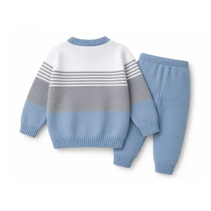 Vaidahee Unisex Kids Striped Colourblocked Woollen Pullover, Grey