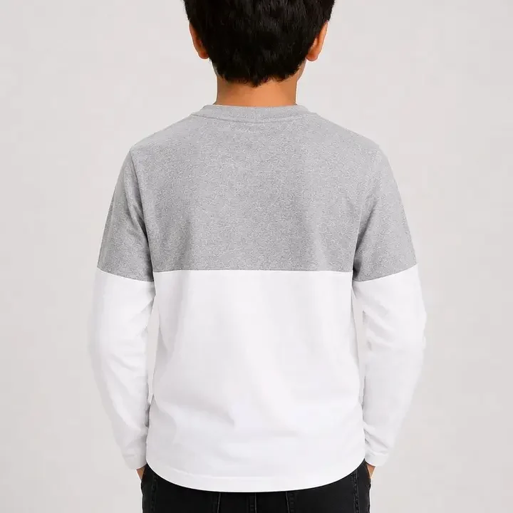 SIXER Boys Typography Colourblocked T-shirt, Grey