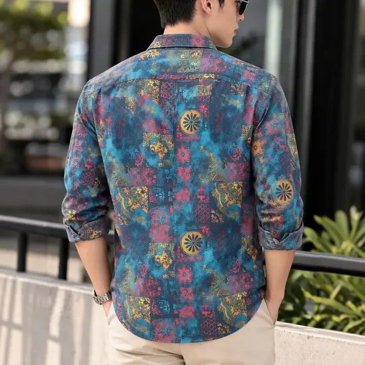 ZILCON Men Modern Printed Casual Shirt, Teal