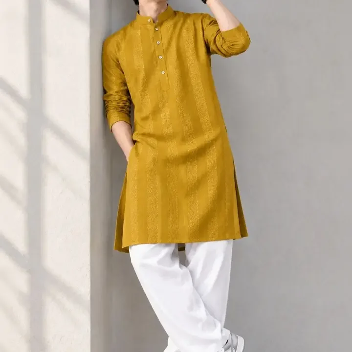 DRIPCHOWK Men Kurta, Yellow