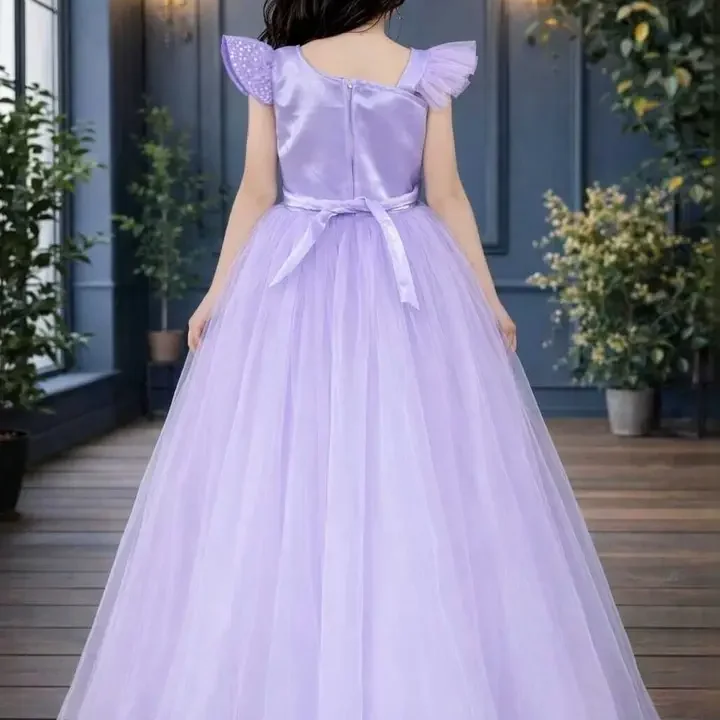 EX ETERNAL LEXIS Embellished Puff Sleeve Net Maxi Dress, Lavender